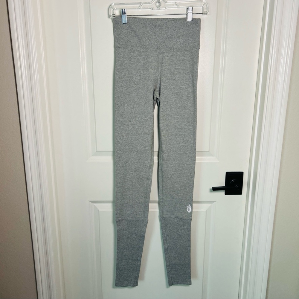 Free People Movement Gray High Waisted Full Length Cotton Blend Leggings Sz S